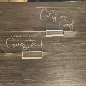 Wedding card & guestbook signs with holders + 5 additional acrylic holders